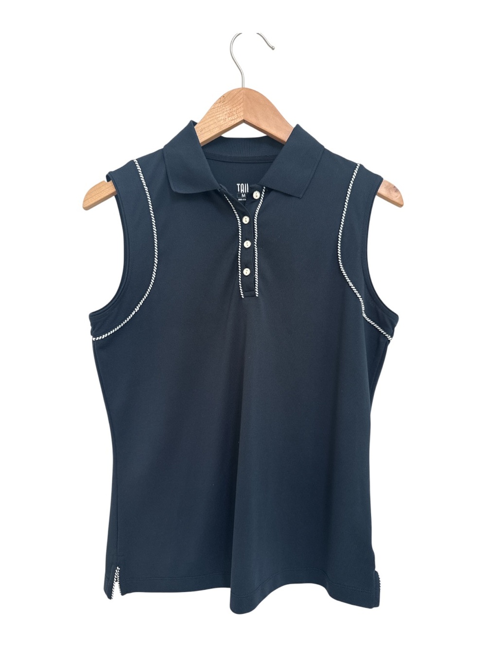 Tail Sleeveless Golf  Polo Top Navy with White Trim